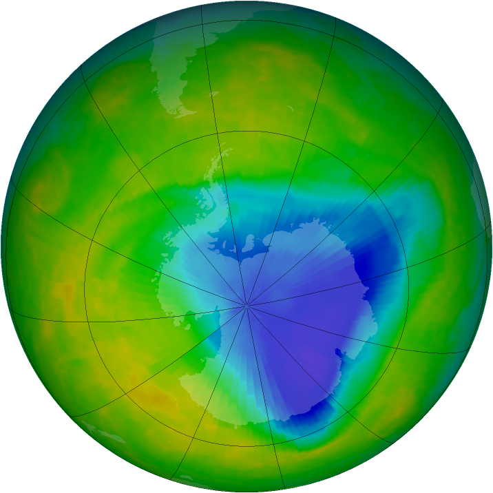 Antarctic ozone map for 10 November 2003